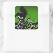 Bombshell Zebra Party Bedankt | Groen 3 inch Vierkante Sticker (Tas)