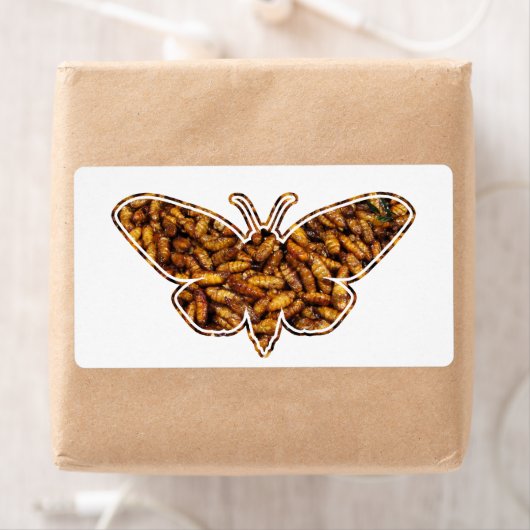 Bombyx Mori Silk Moth Life Cycle Silhouette Etiket (Insitu)