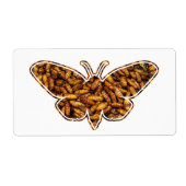 Bombyx Mori Silk Moth Life Cycle Silhouette Etiket (Voorkant)