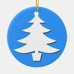bomen - blauw keramisch ornament