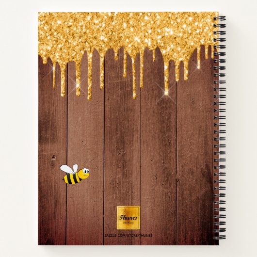 Bomen blij bruin houtgoud glitter druipt naam notitieboek (Achterkant)