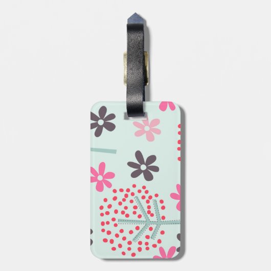 Bomen, Bloemen en Panda-Beren Bagagelabel (Achterkant verticaal)