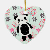 Bomen, Bloemen en Panda-Beren Keramisch Ornament (Voorkant)