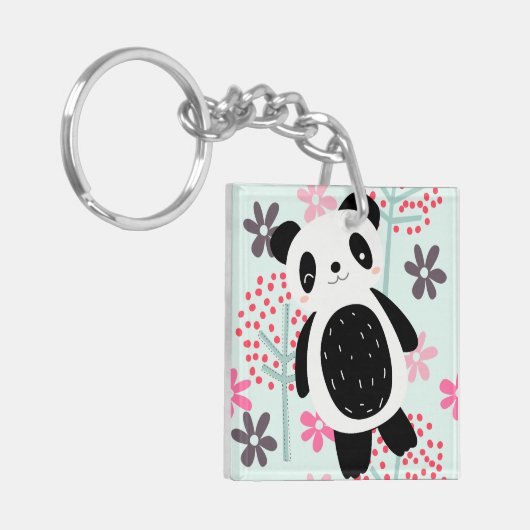 Bomen, Bloemen en Panda-Beren Sleutelhanger (Voorkant Links)