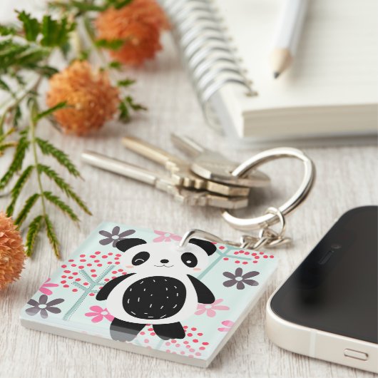Bomen, Bloemen en Panda-Beren Sleutelhanger (Voorkant Rechts)