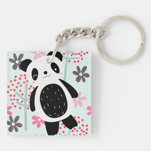 Bomen, Bloemen en Panda-Beren Sleutelhanger (Achterkant)