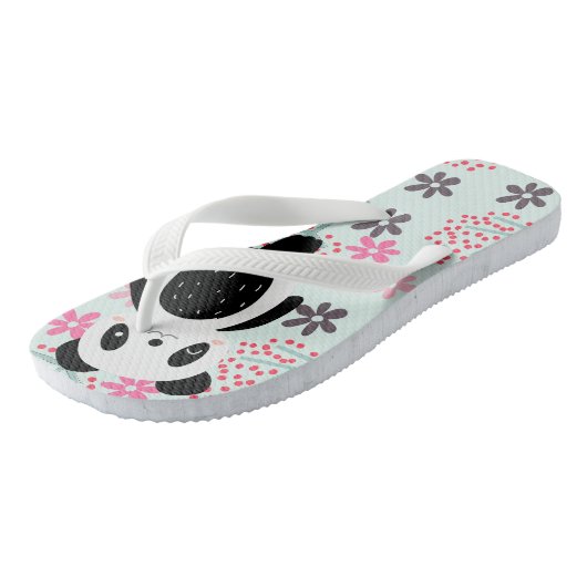 Bomen, Bloemen en Panda-Beren Teenslippers (Schuin)