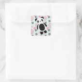 Bomen, Bloemen en Panda-Beren Vierkante Sticker (Tas)
