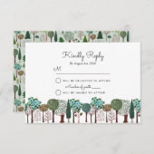 Bomen Bos Bosgebied | Trouwen | RSVP kaart (Voorkant / Achterkant)