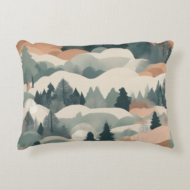 Bomen en bergen Boho Abstract Design Accent Kussen (Voorkant)