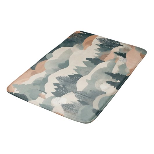 Bomen en bergen Boho Abstract Design Badmat (Gekanteld)