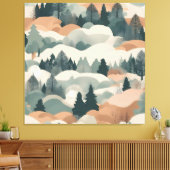 Bomen en bergen Boho Abstract Design Canvas Afdruk (Insitu (Woonkamer))
