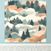 Bomen en bergen Boho Abstract Design Canvas Afdruk (Insitu (Houten vloer))