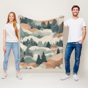Bomen en bergen Boho Abstract Design Fleece Deken