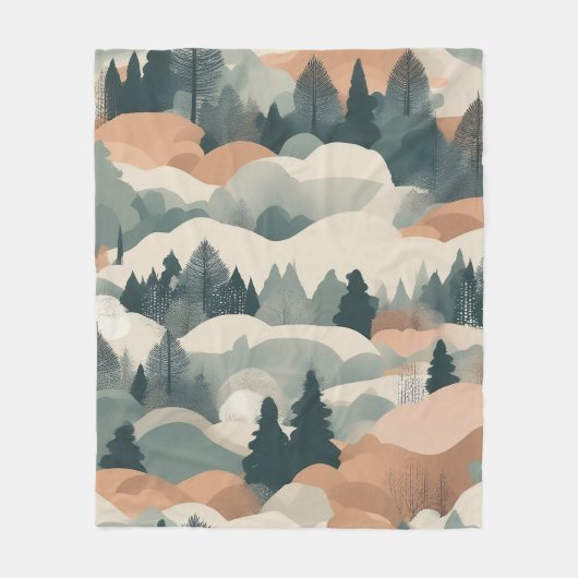 Bomen en bergen Boho Abstract Design Fleece Deken (Voorkant)