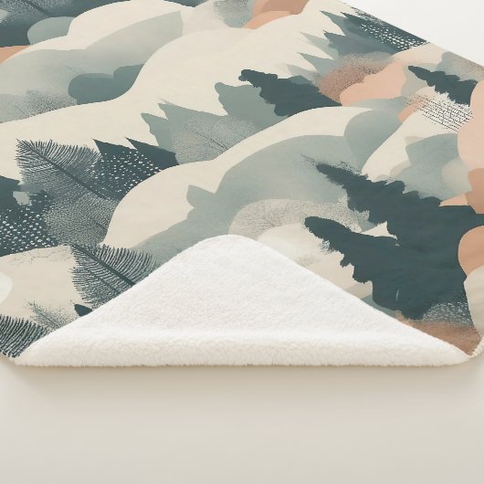 Bomen en bergen Boho Abstract Design Sherpa Deken (3/4)