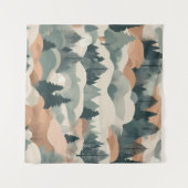 Bomen en bergen Boho Abstract Design Wandkleed (Voorkant (horizontaal))