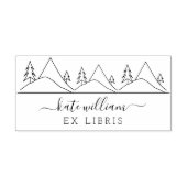Bomen en bergen ex libris 	rubberstempel (Afrduk)