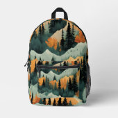 Bomen en bergen Sinaasappel en groen Bedrukte Rugzak (Voorkant)