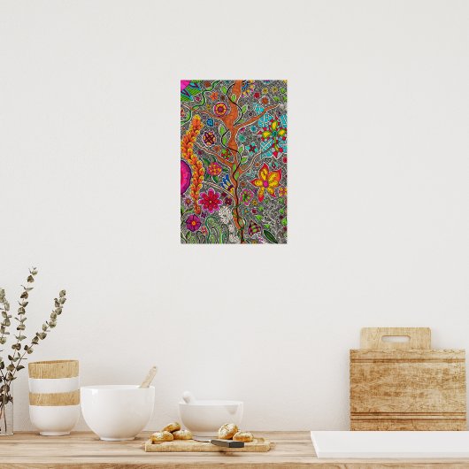 Bomen en bloemen poster (Keuken)
