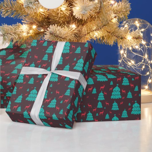 Bomen en herten cadeaupapier (Feestdagen)