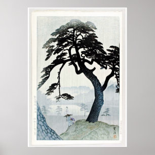 Bomen en het meer Scene Ukiyo-e Poster