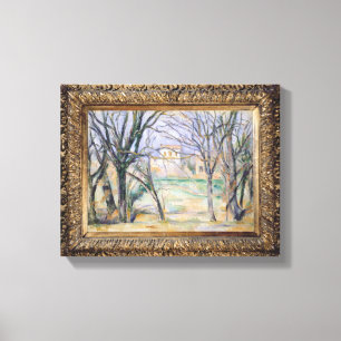 Bomen en huizen, 1885-86 canvas afdruk