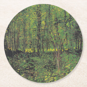 Bomen en ondergroei door Van Gogh Ronde Kartonnen Onderzetter