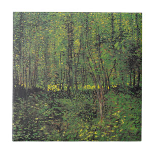 Bomen en ondergroei door Van Gogh Tegeltje