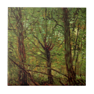 Bomen en ondergroei door Vincent van Gogh Tegeltje