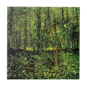 Bomen en ondergroei door Vincent van Gogh Tegeltje