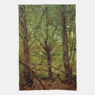 Bomen en ondergroei door Vincent van Gogh Theedoek