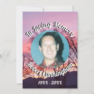 Bomen en roze Paarse Sunset Photo Loving Memory Kaart