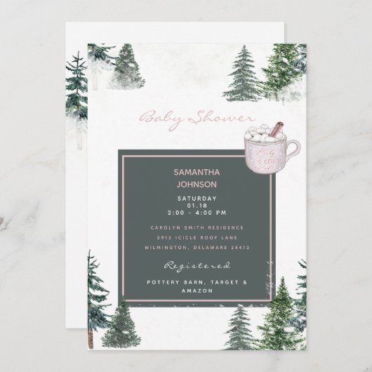 Bomen en sneeuwroze Baby Het is koude buitenkant Kaart (Voorkant / Achterkant)