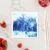 Bomen en sneeuwscène, kobaltblauw servetten (Insitu)