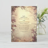 Bomen en String Lights Rustieke bruiloft uitnodigi Kaart (Staand voorkant)