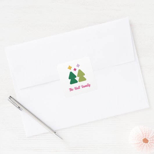 Bomen en Twinkles Multi-Kleur Sticker (Envelop)