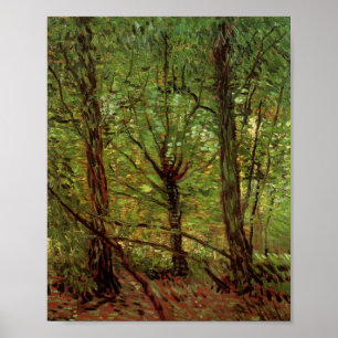 Bomen en undergrowth Van Gogh Fine Art Poster