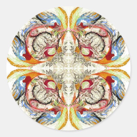 Bomen en vogelfantasie ronde sticker (Voorkant)