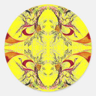 Bomen en vogelfantasie ronde sticker