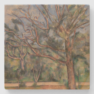 Bomen en Weg, Postimpressionistisch Landschap Stenen Onderzetter