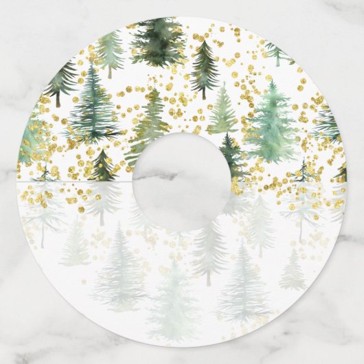 Bomen Glitter Wine Glass Labels (Voorkant)