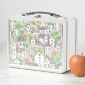 Bomen, huizen, het landschap van de lentestad (In situ)