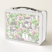 Bomen, huizen, het landschap van de lentestad (Achterkant)