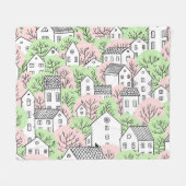Bomen, huizen, het landschap van de lentestad fleece deken (Voorkant (Horizontaal))