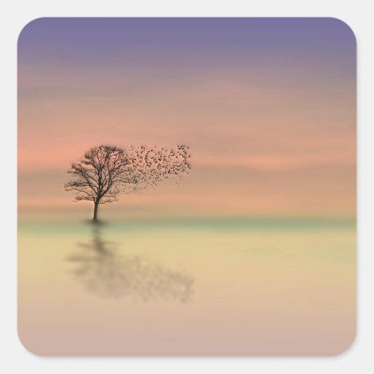 Bomen in de wind vierkante sticker (Voorkant)