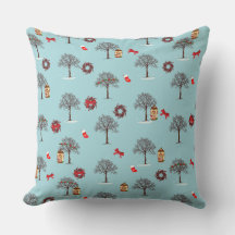 Bomen in de winter en kerstversiering