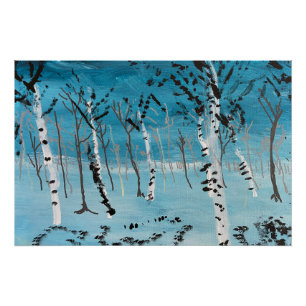 "Bomen in de winter" Landschap Acryl aan boord Perfect Poster