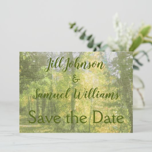 Bomen in het bos save the date (Staand voorkant)