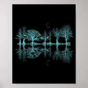 Bomen in het bos weerspiegelen natuur en dieren in poster